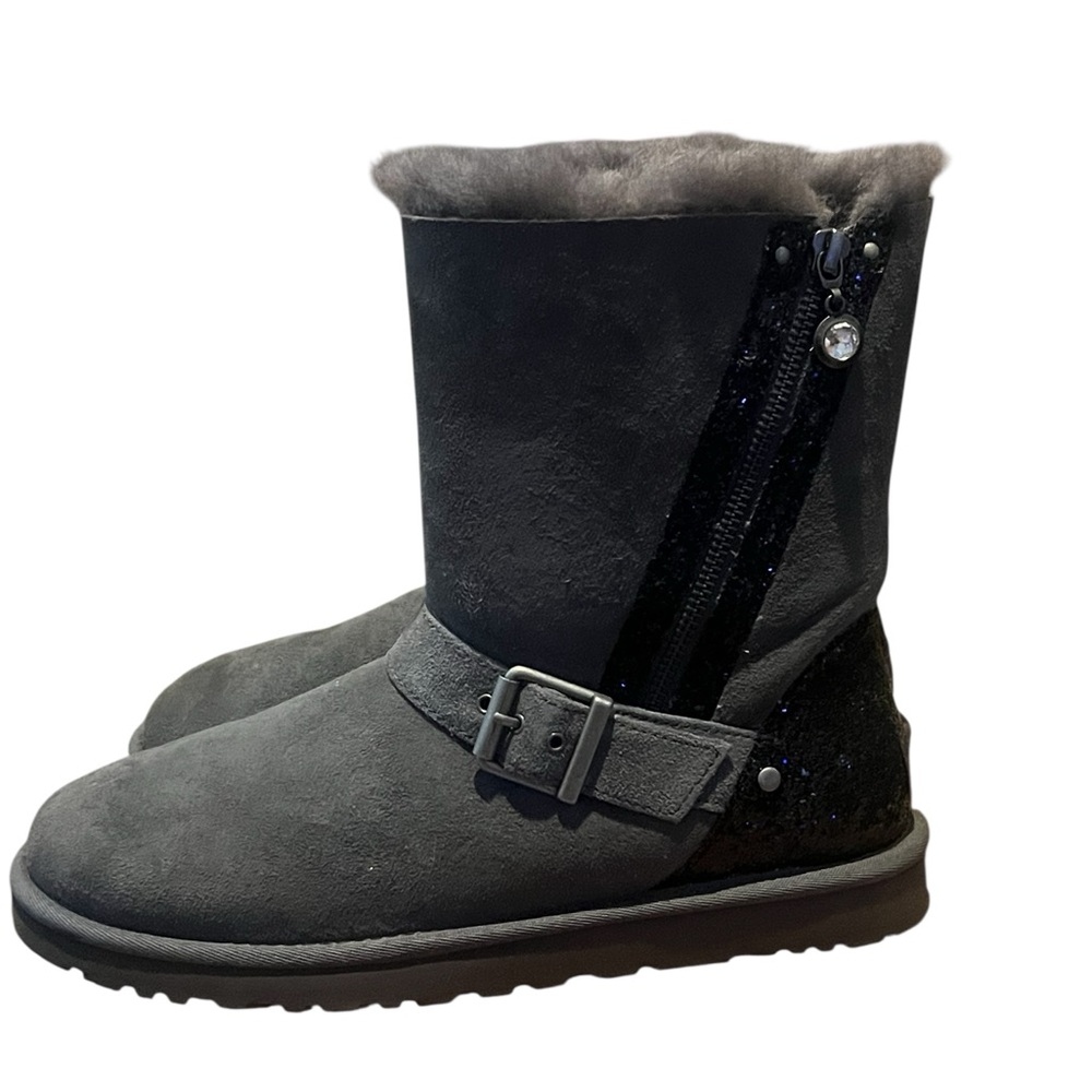 UGG Women’s Gray Suede Boots Navy Blue Shimmer Sparkle
